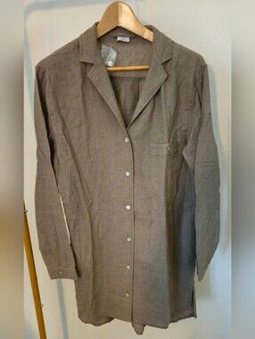 Women's Linen And Cashmere Sleepshirt Taupe Size Medium